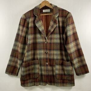 Vintage Womens Plaid Blazer Sz M English Countryside Academia Preppy‎ Ivy League